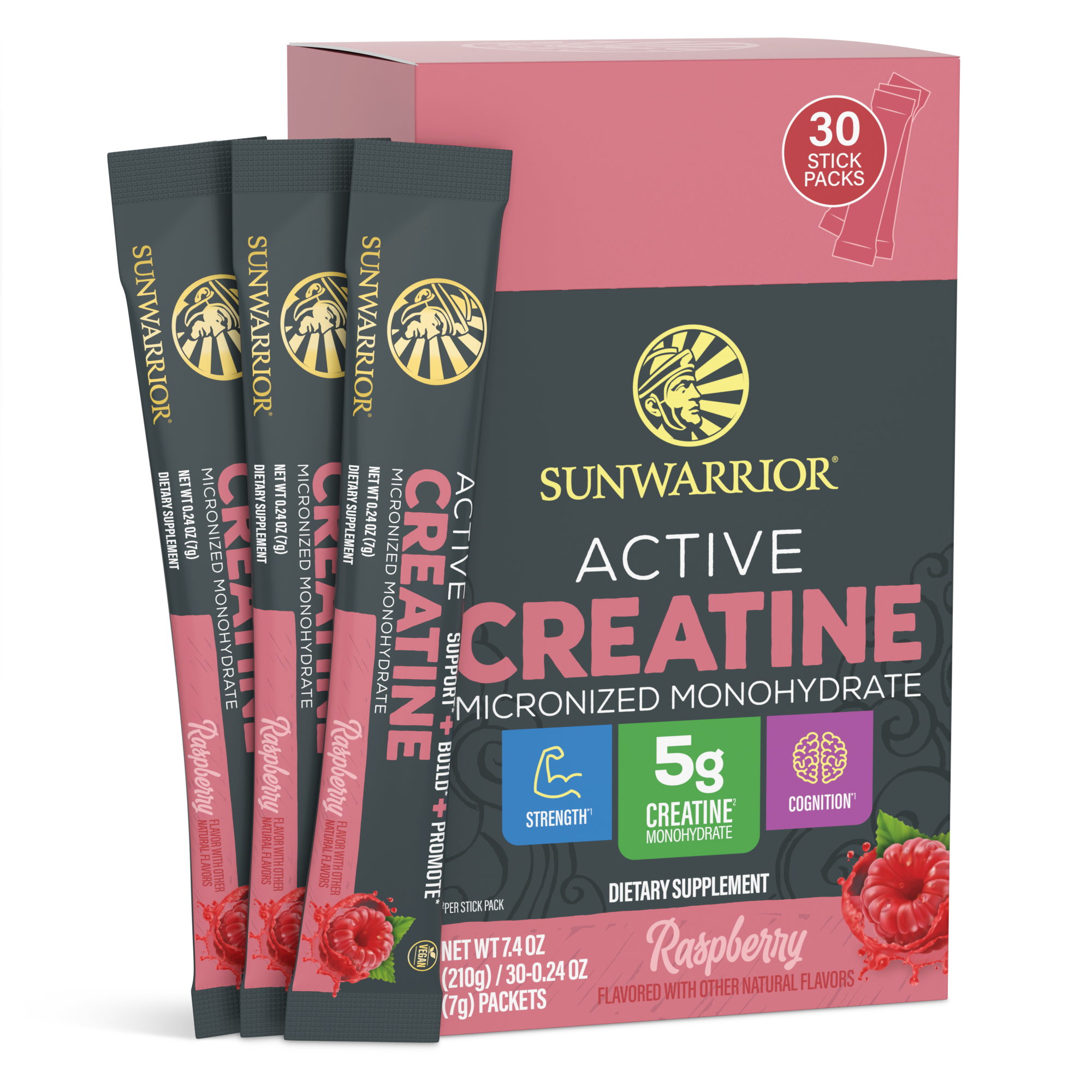 USA-ActiveCreatine-210g-30ct-wStickPacks-Raspberry-ThreeQuarter